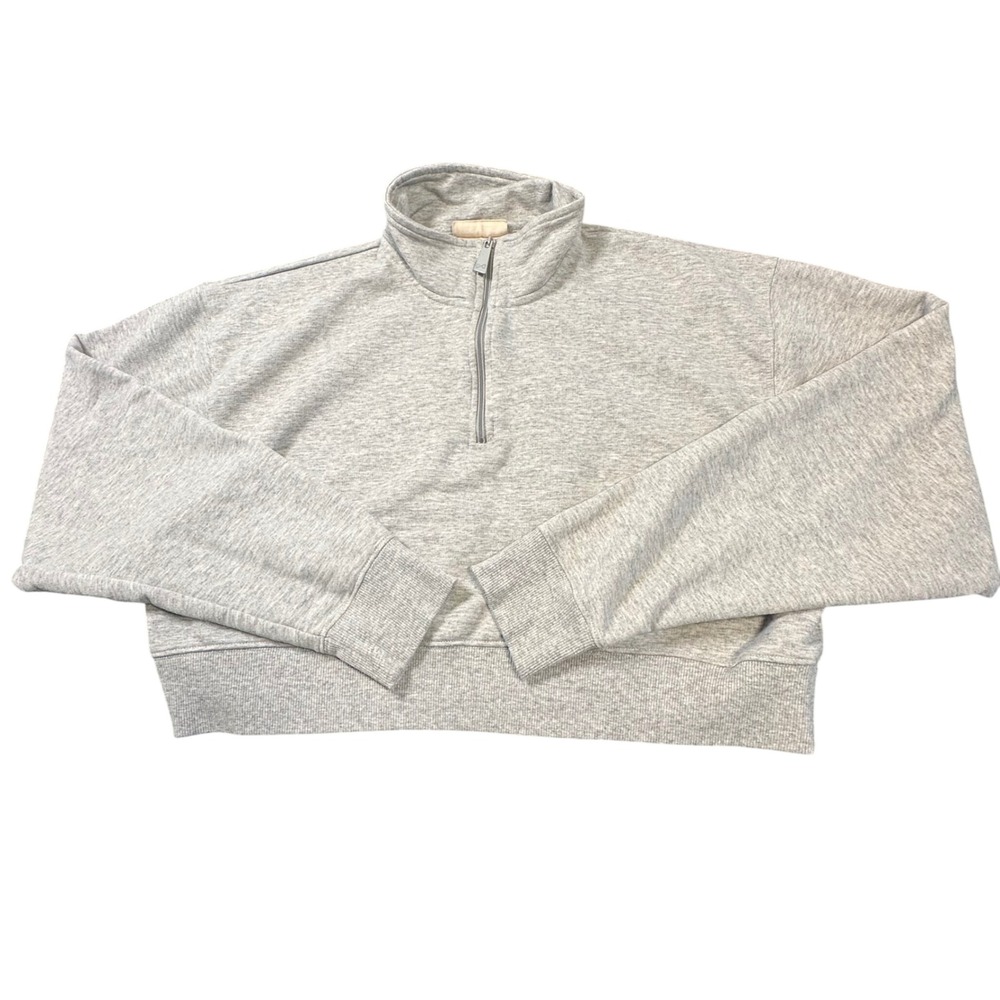 Karmagawa Medium Save The Reef Cropped Quarter Zip‎ Sweatshirt  Gray